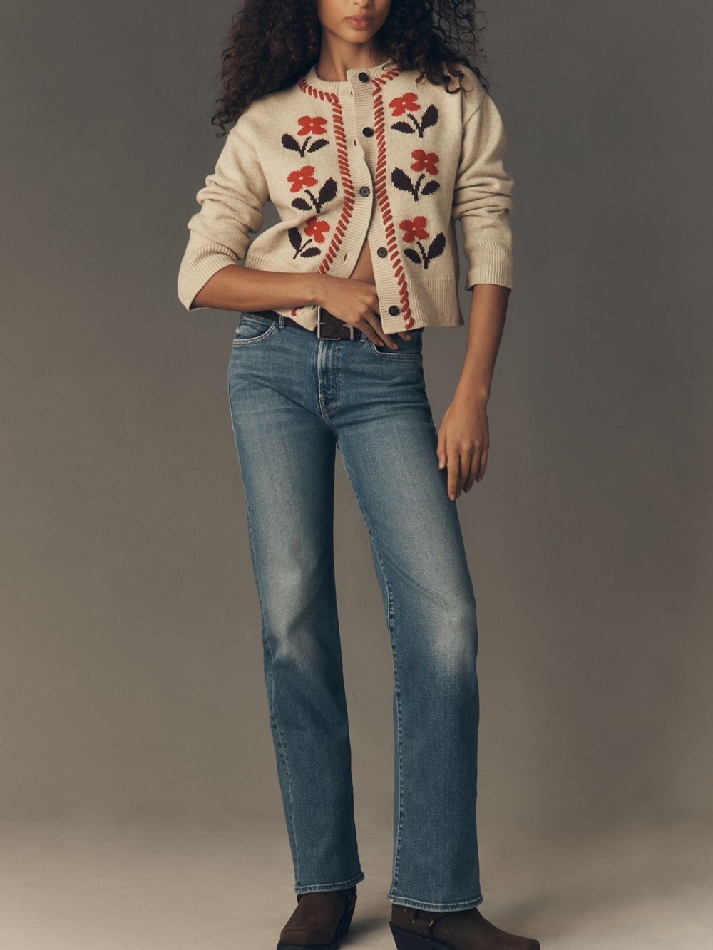 MOTHER Straight-Leg Jeans in Medium Blue Wash